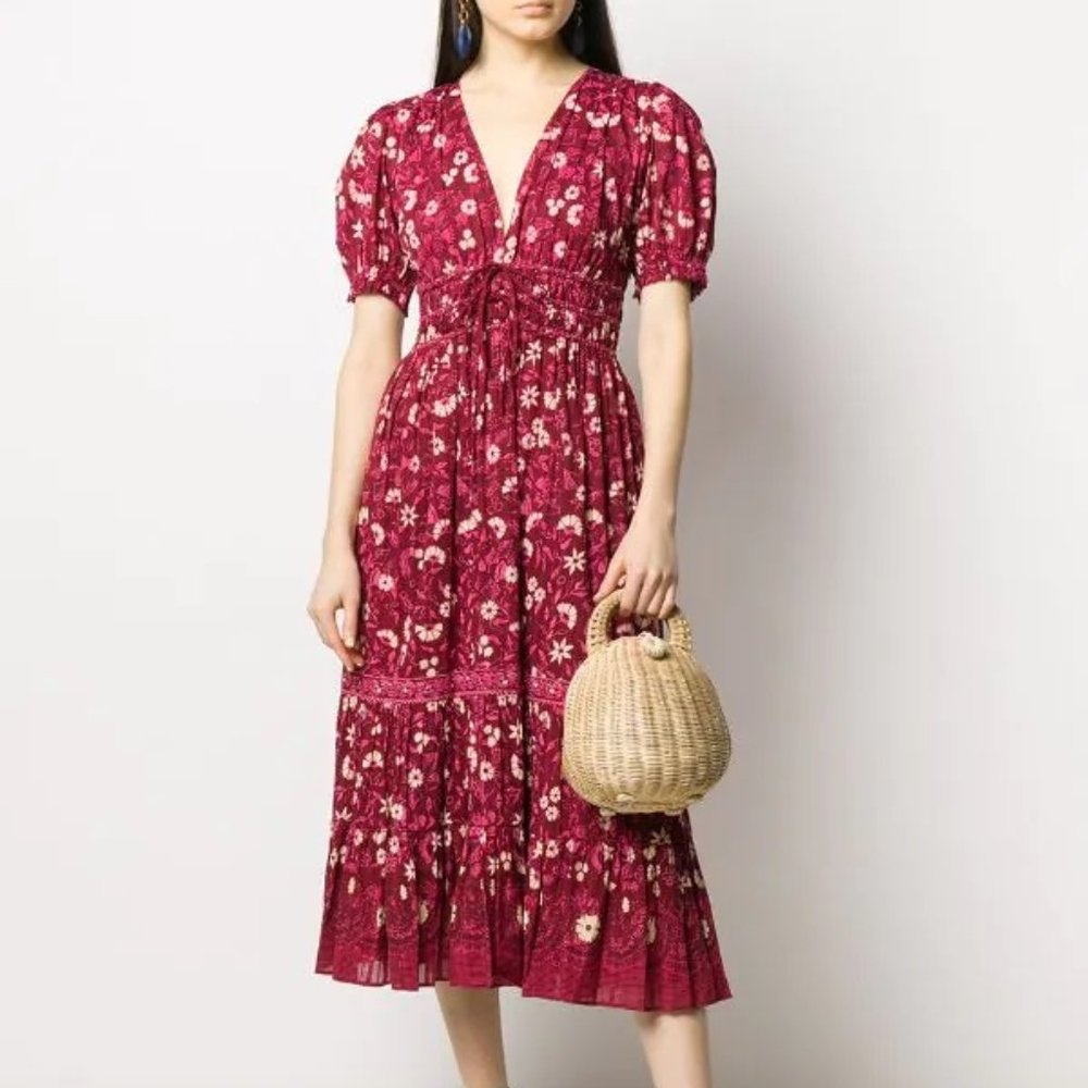 Ulla Johnson Zaria Dress 0 XS Red Cotton